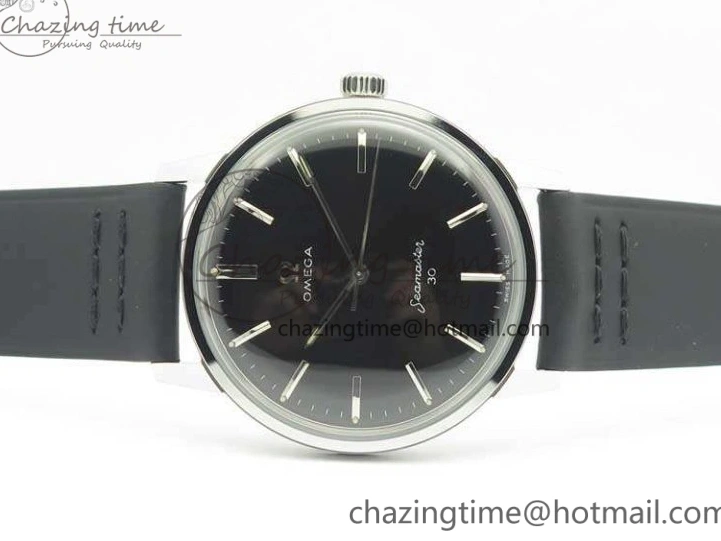 0301 EasyCare Seamaster 30 1962 SS TW Best Edition Black Dial On Leather Strap MIYOTA 8079